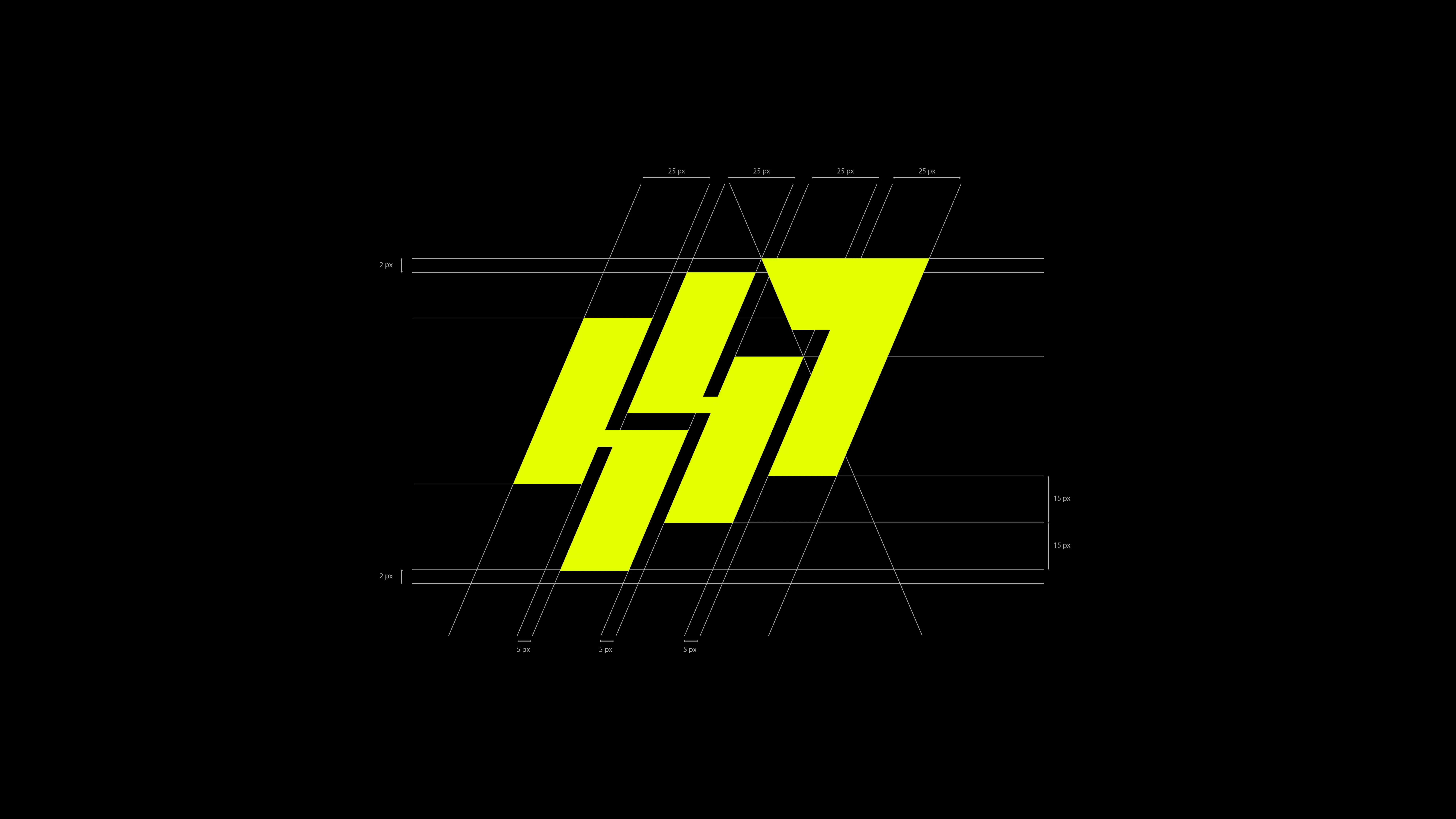 Construction diagram for the interlocking House47 badge identity mark.
