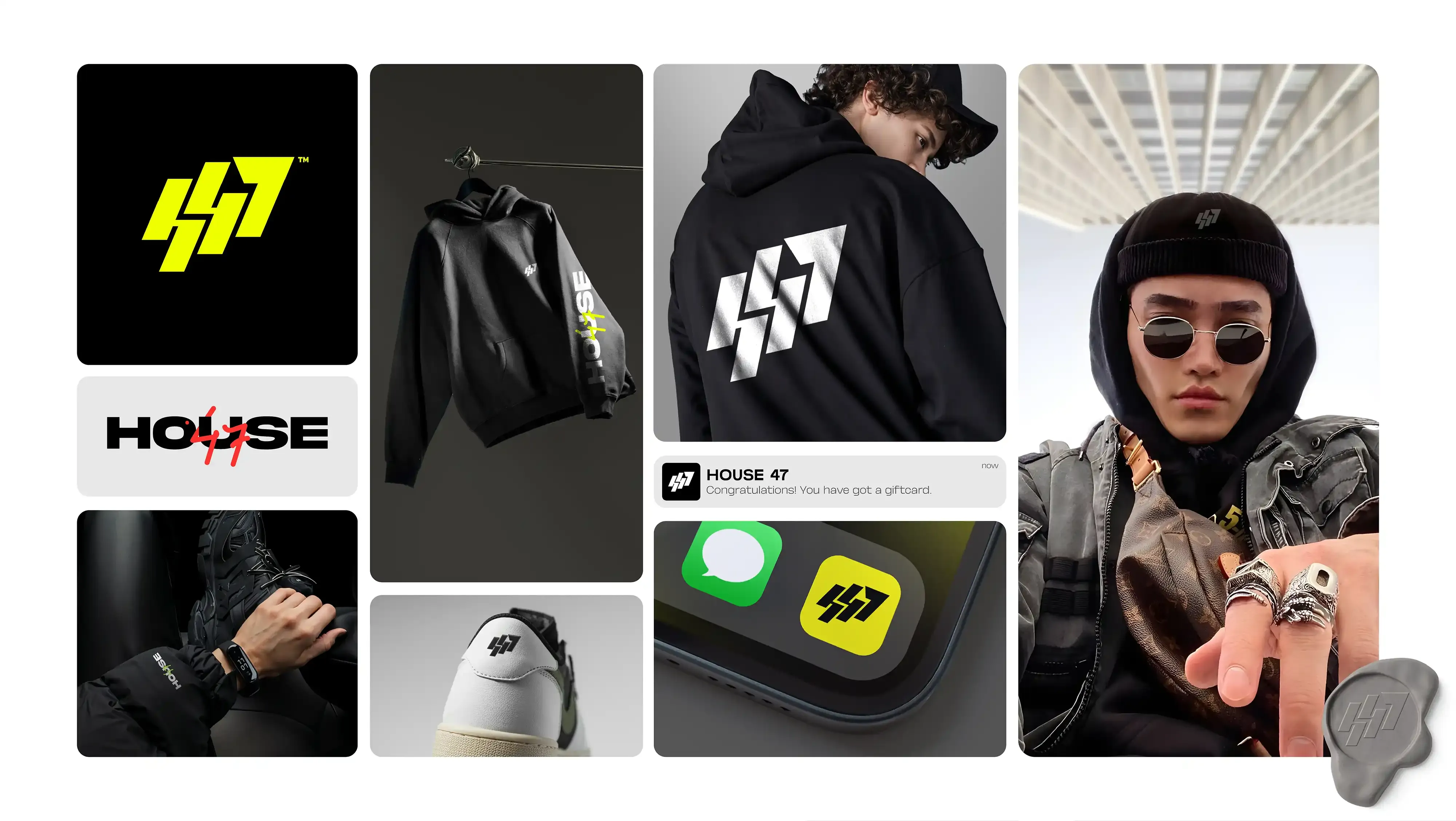 House47 identity system across apparel, photography and digital applications.