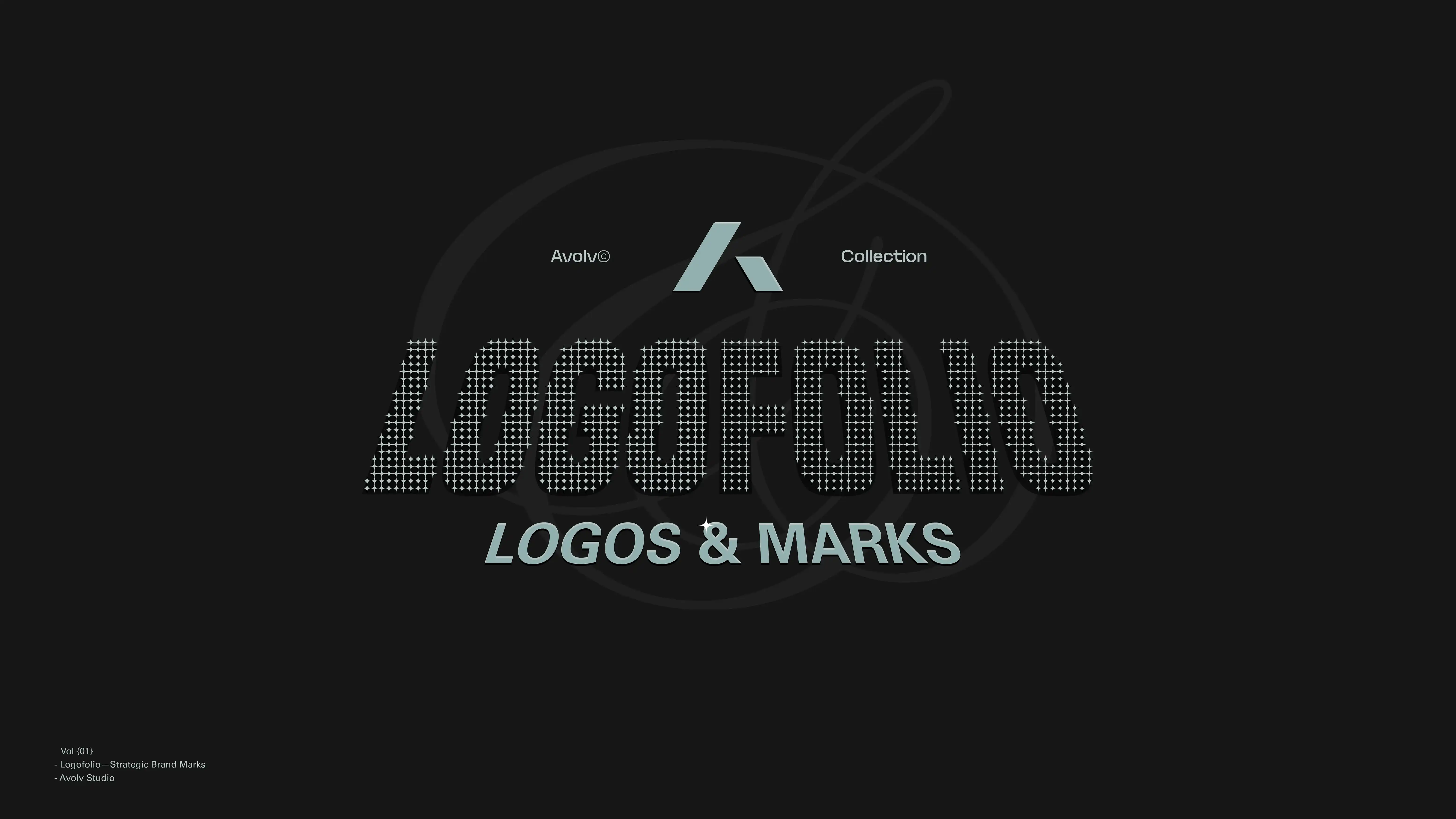 Logofolio collection cover presenting the title Logos and Marks on a dark field.