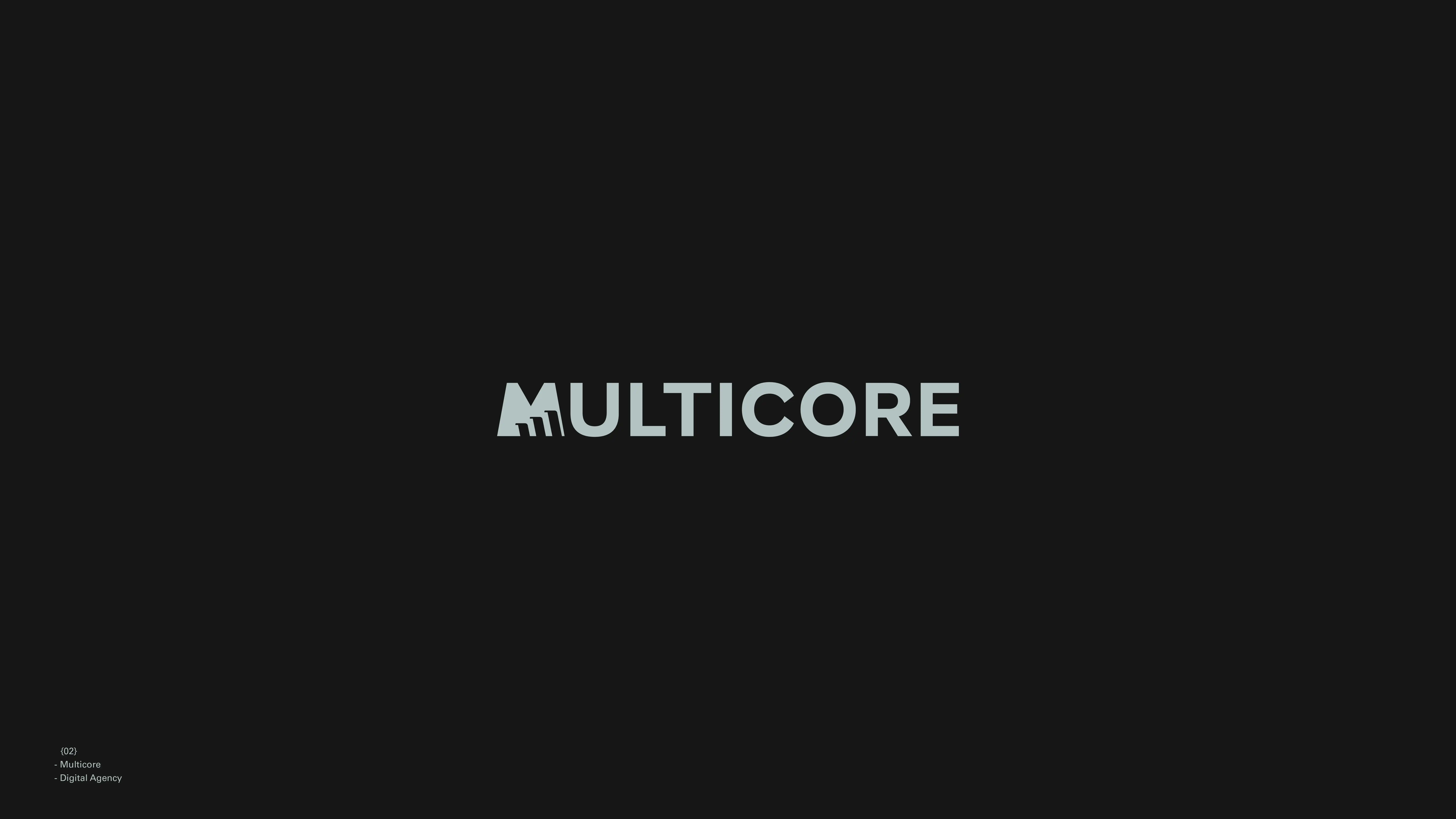Multicore wordmark with an angular integrated initial.