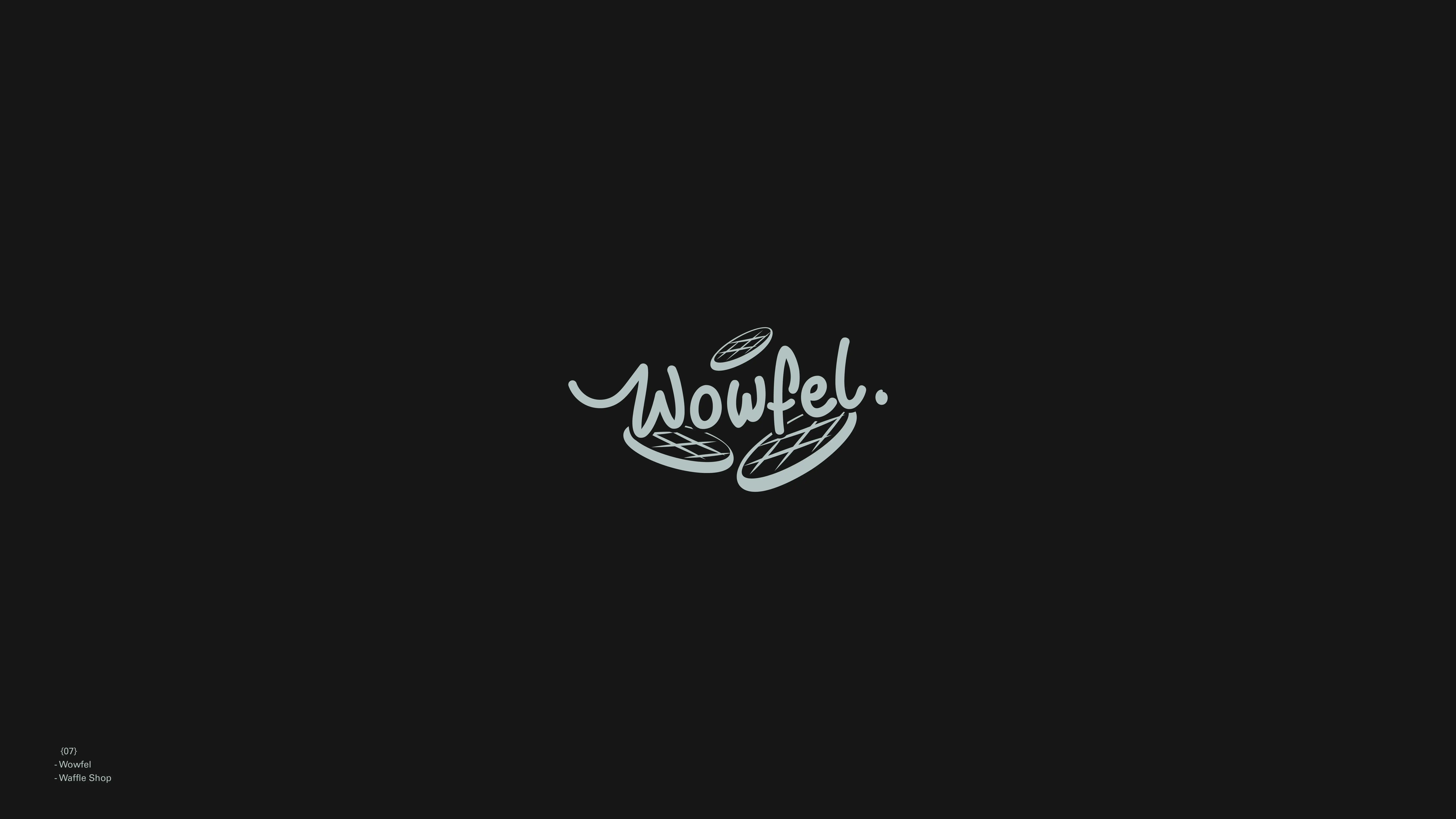 Hand-lettered Wowfel wordmark with waffle illustrations.