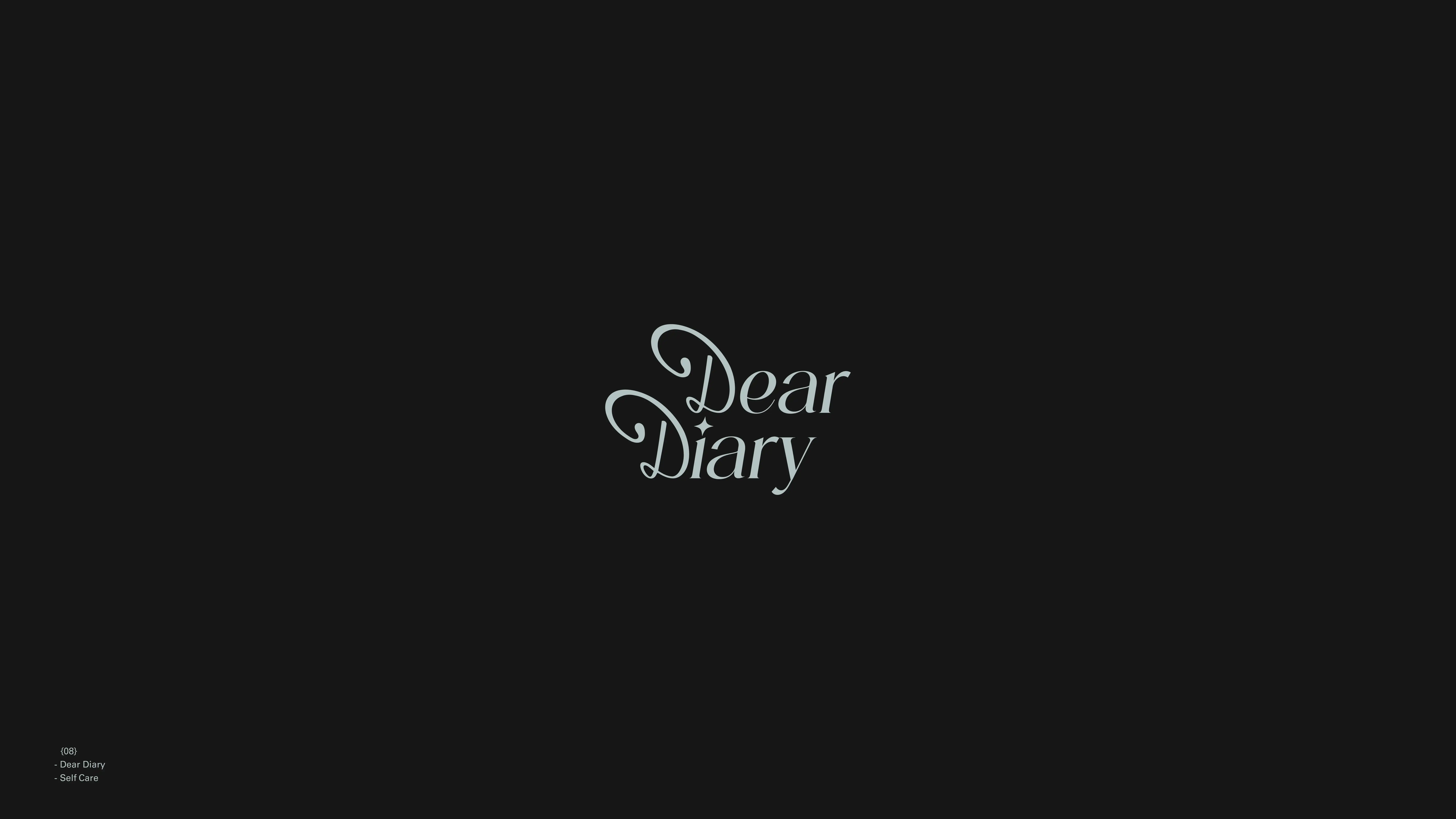Dear Diary custom lettering with contrasting calligraphic forms.